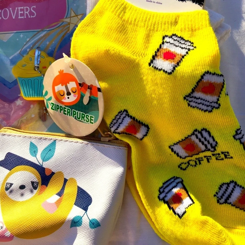 Socks Sloth Coin Purse & More!!!! 9 pc fun pack